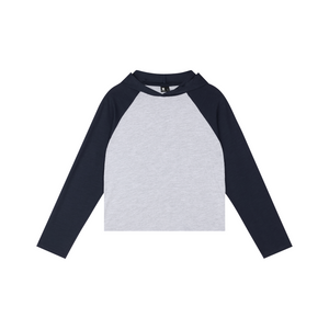 Slub Knit Hooded Raglan Long-Sleeve Top