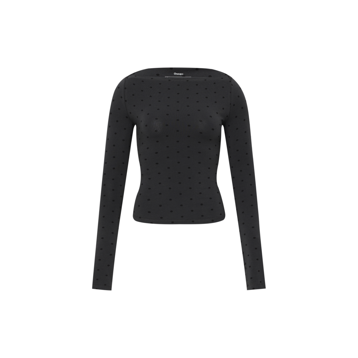 Polka-Dot Off-Shoulder Long-Sleeve Top