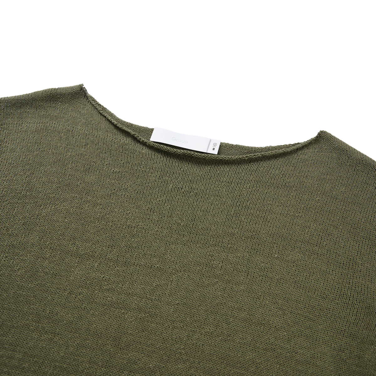 Rolled-Edge Linen Relaxed-Fit Knit Long-Sleeve Top