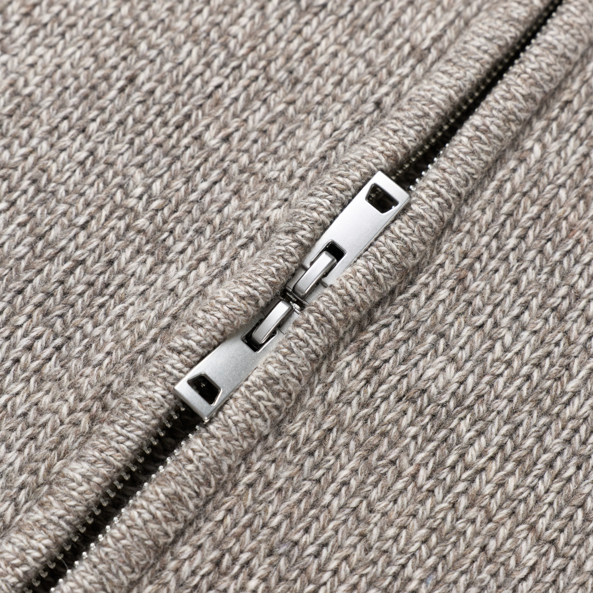 Chunky Novelty-Yarn Fitted Zip-Up Sweater