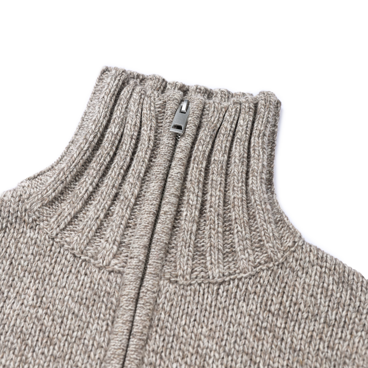 Chunky Novelty-Yarn Fitted Zip-Up Sweater