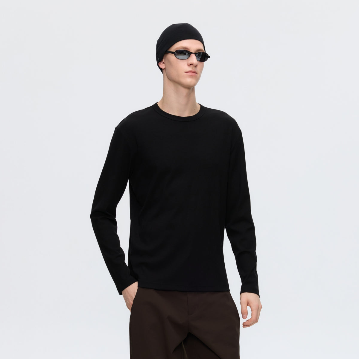 Fitted Ribbed Long-Sleeve Top with Lycra® Stretch