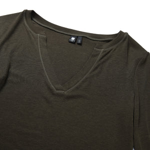 Tencel-Wool V-Neck Long-Sleeve Top