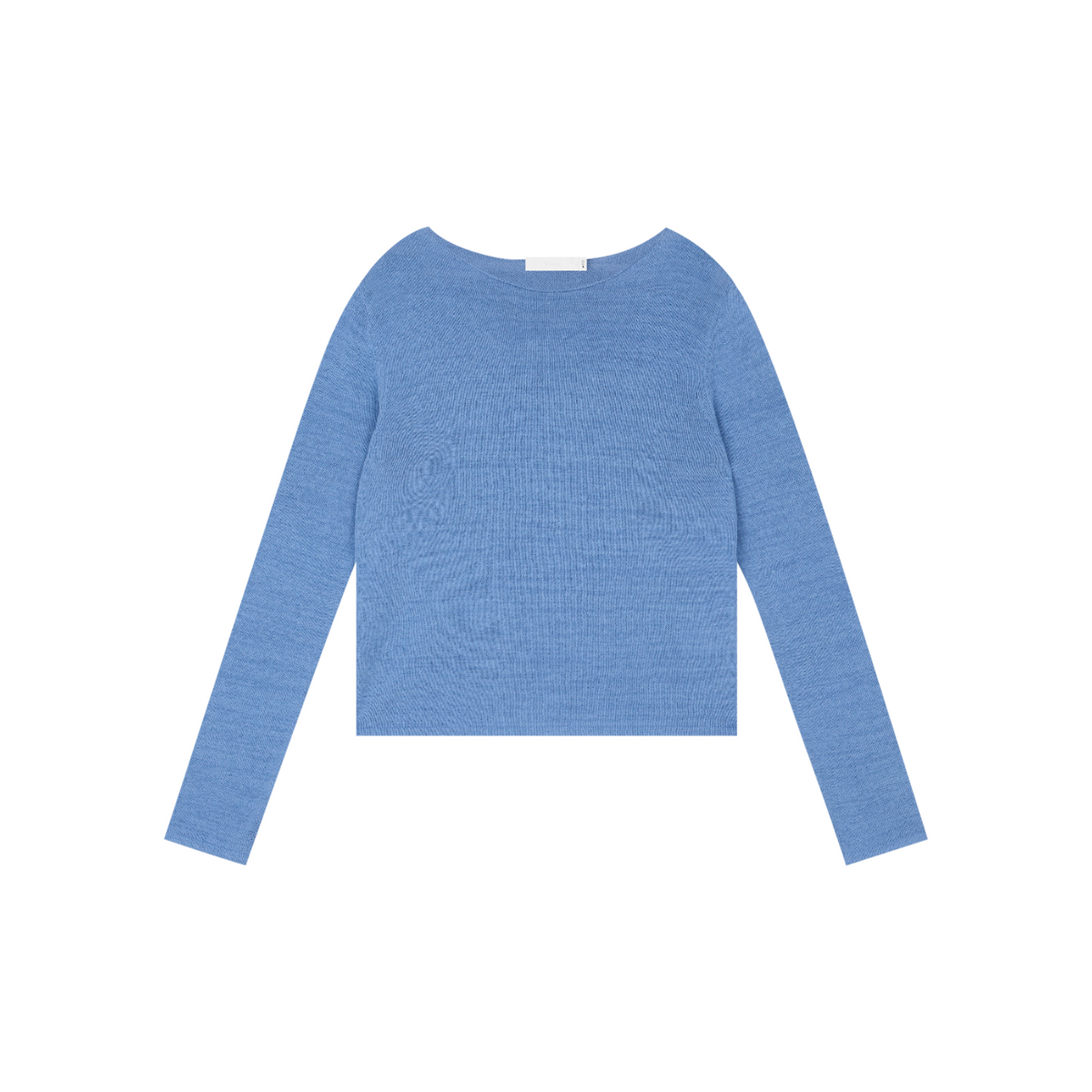 Rolled-Edge Linen Relaxed-Fit Knit Long-Sleeve Top