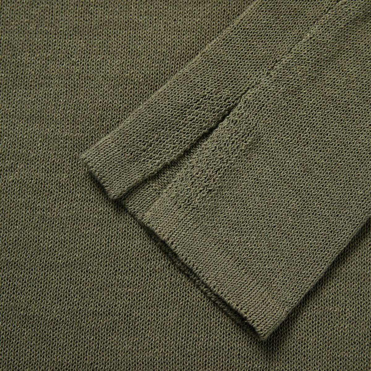 Rolled-Edge Linen Relaxed-Fit Knit Long-Sleeve Top
