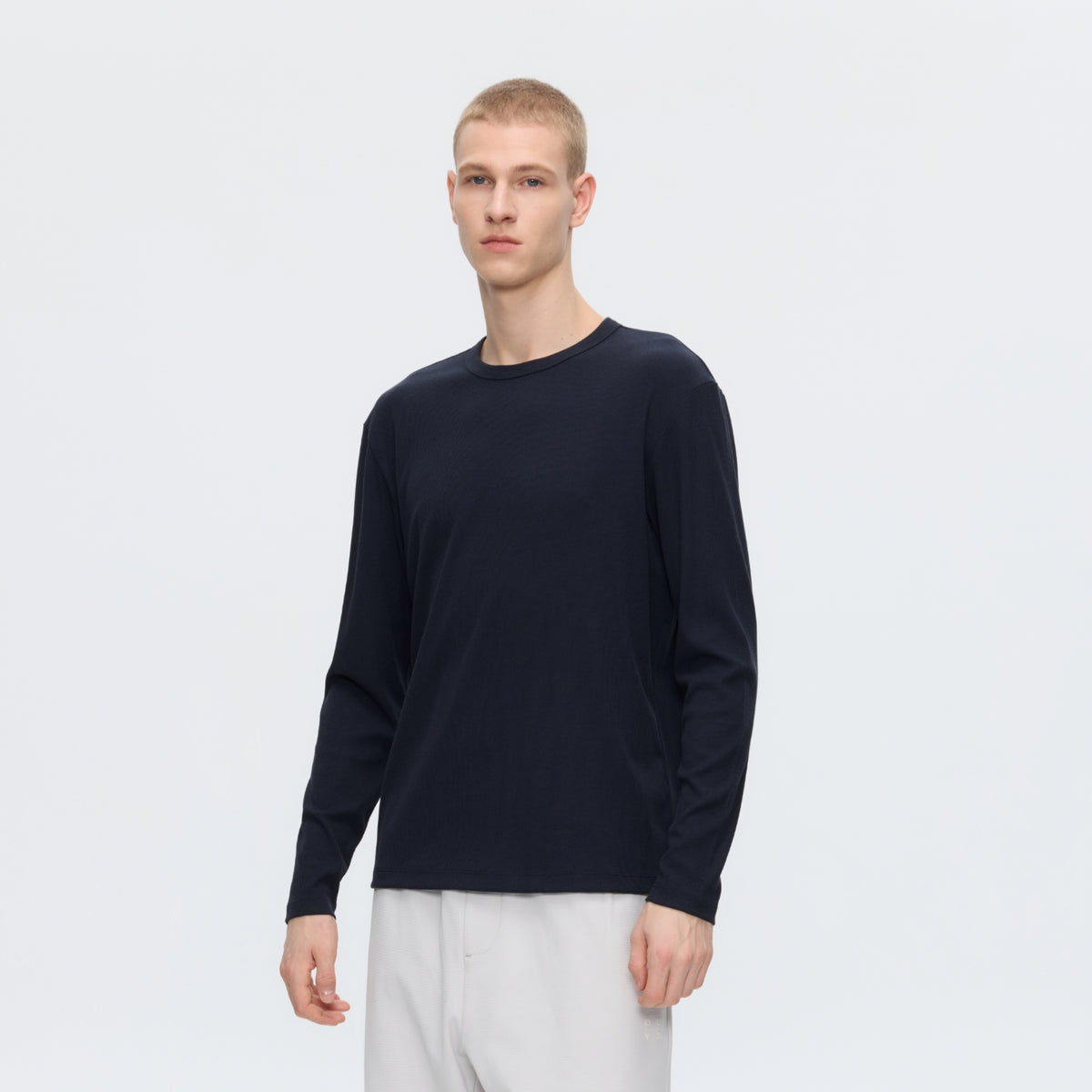 Fitted Ribbed Long-Sleeve Top with Lycra® Stretch