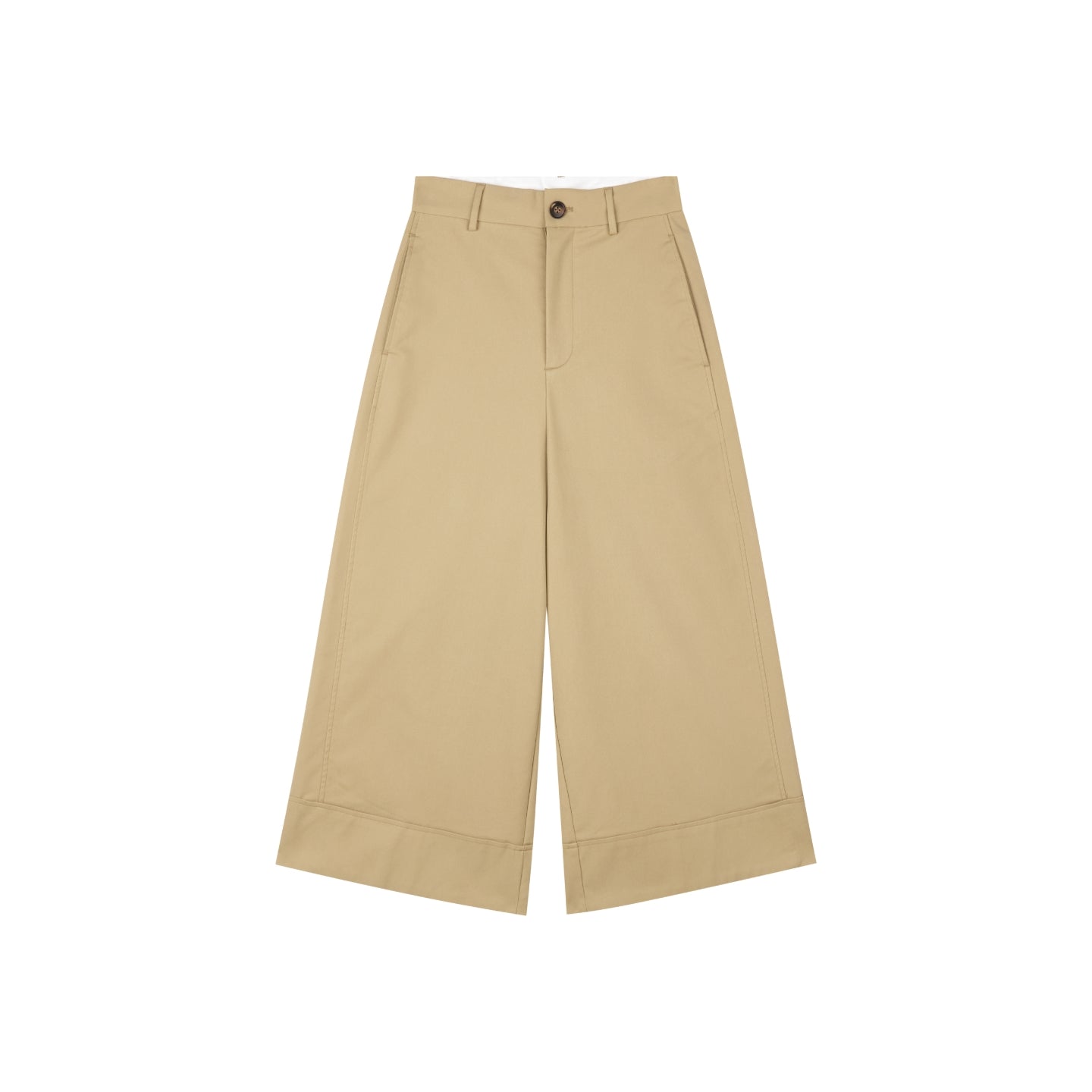 Cuffed Wide-Leg Cropped Trousers
