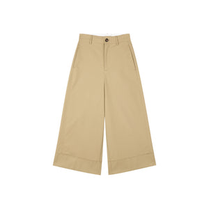 Cuffed Wide-Leg Cropped Trousers