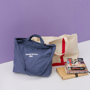Large Plaid Water-Resistant Tote Bag