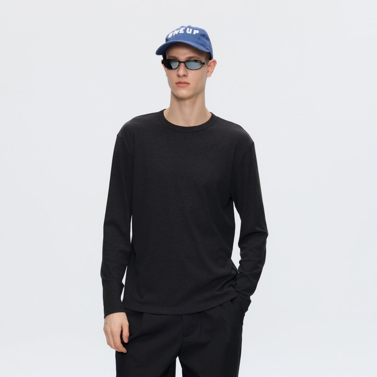 Fitted Ribbed Long-Sleeve Top with Lycra® Stretch
