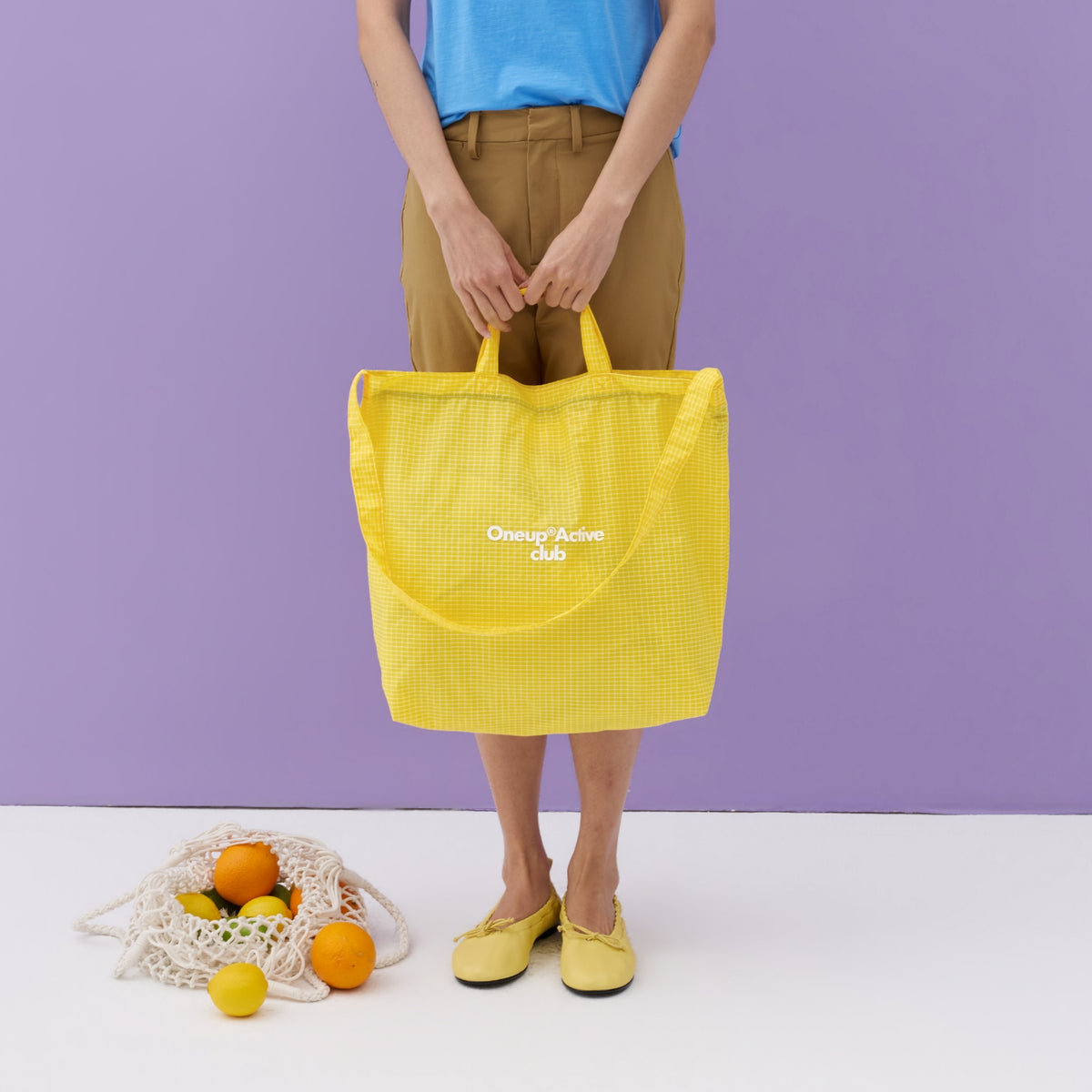 Large Plaid Water-Resistant Tote Bag