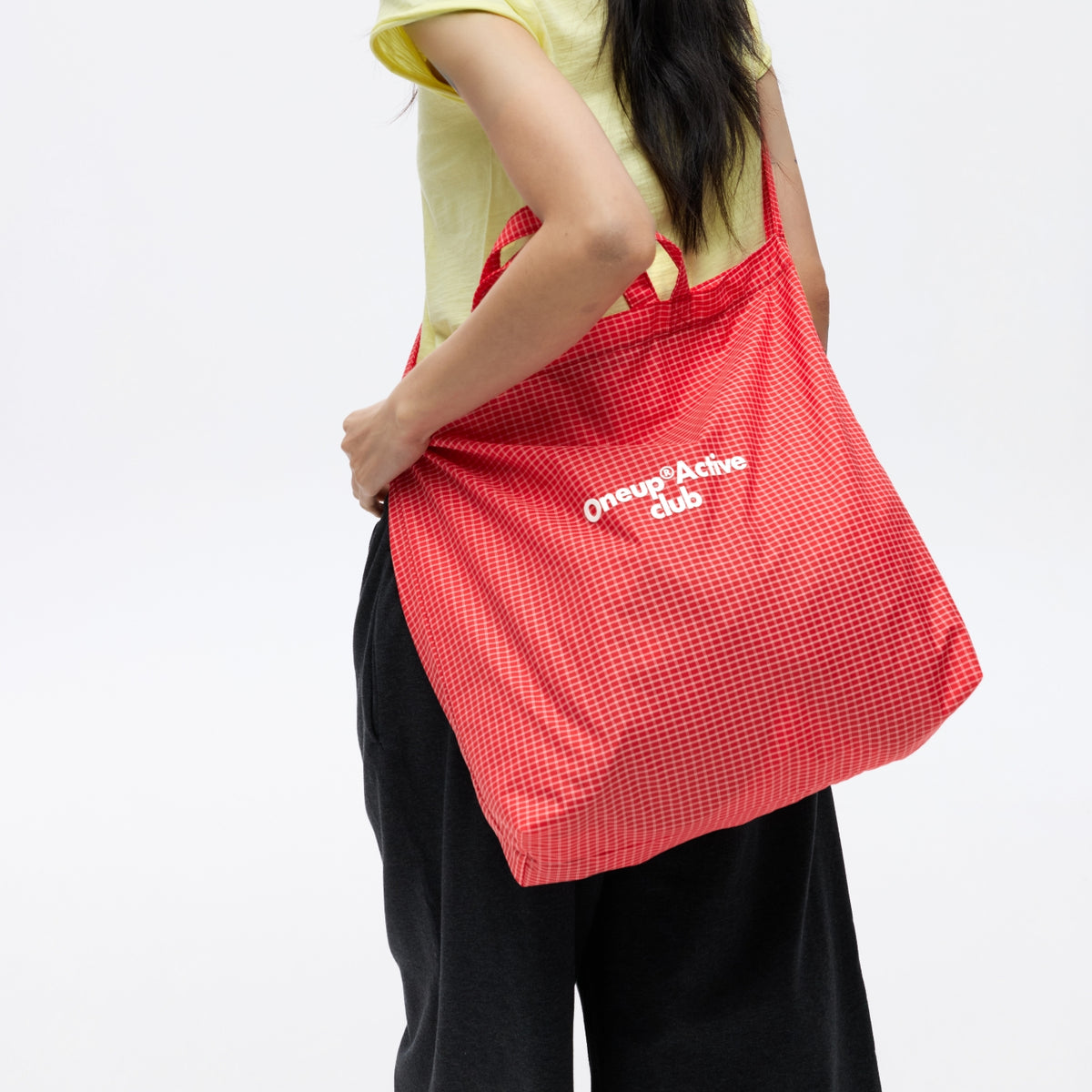 Large Plaid Water-Resistant Tote Bag