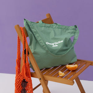 Large Plaid Water-Resistant Tote Bag