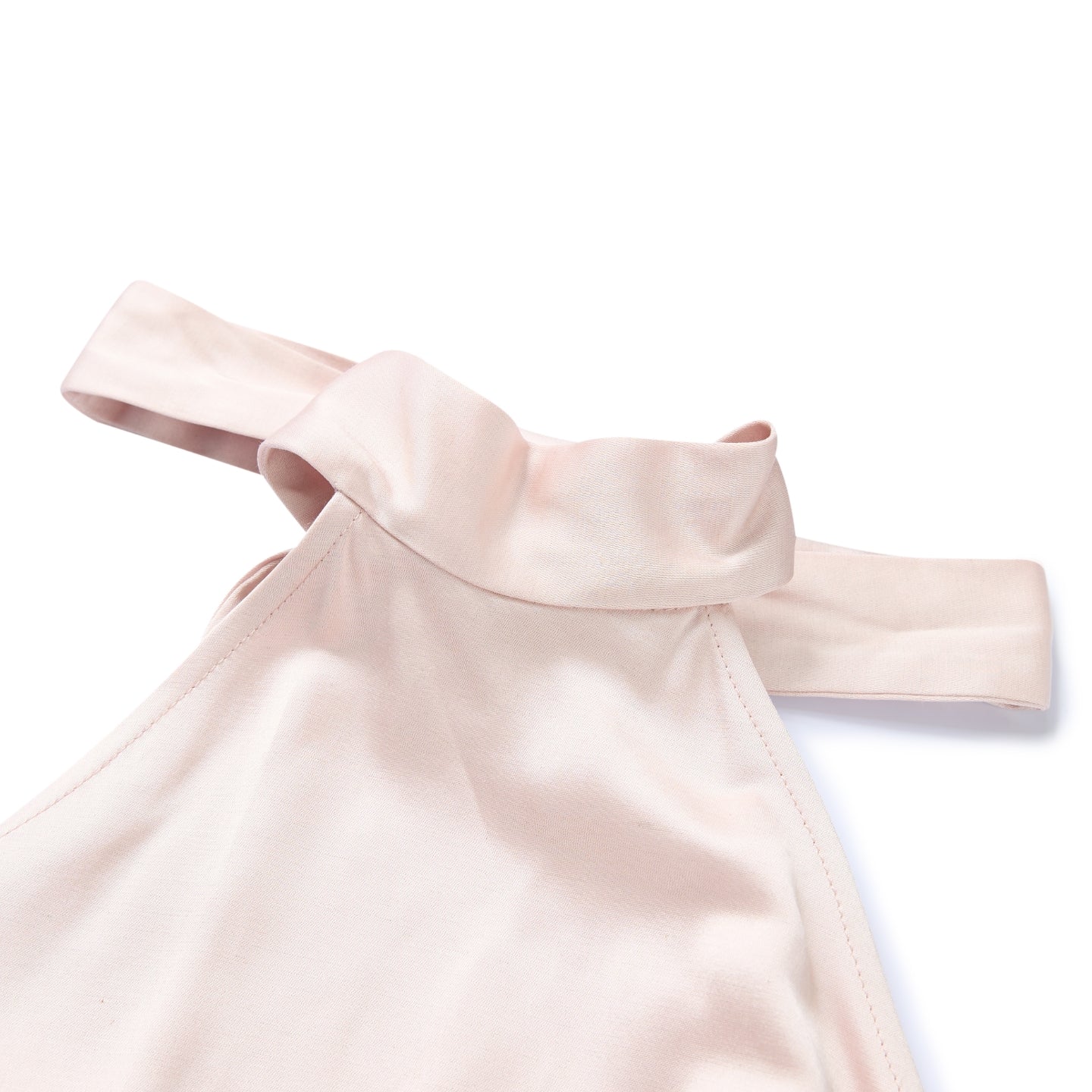 Linen-Satin Asymmetric Halter Top