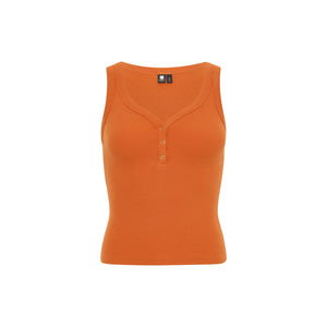 Slub Henley V-Neck Tank Top