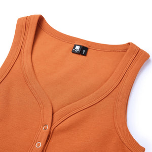Slub Henley V-Neck Tank Top