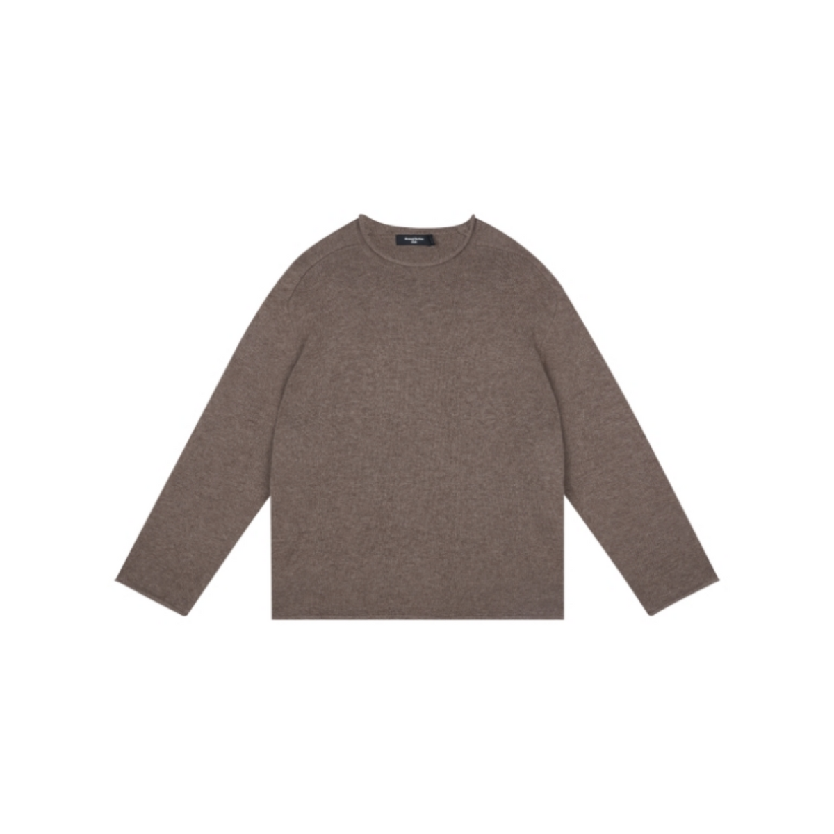 100% Wool Rolled-Edge Crew-Neck Sweater