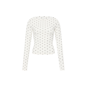 Polka-Dot Off-Shoulder Long-Sleeve Top