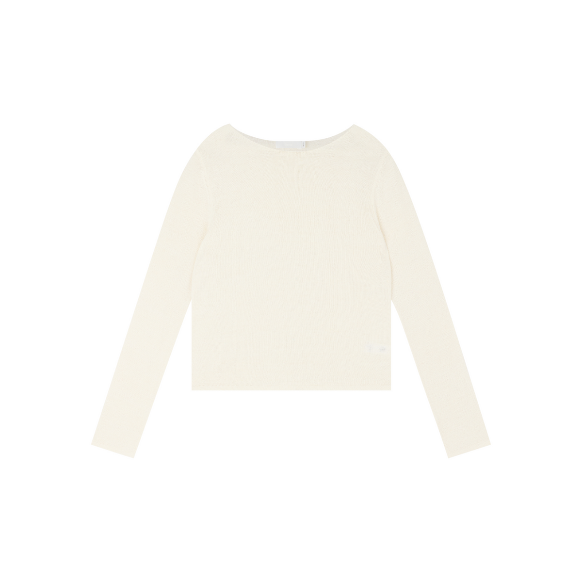 Rolled-Edge Linen Relaxed-Fit Knit Long-Sleeve Top