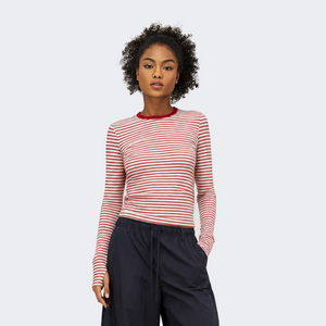 Tencel-Wool Multicolor Striped Long-Sleeve Top