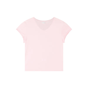 Slub Cotton Raw-Edge V-Neck Top