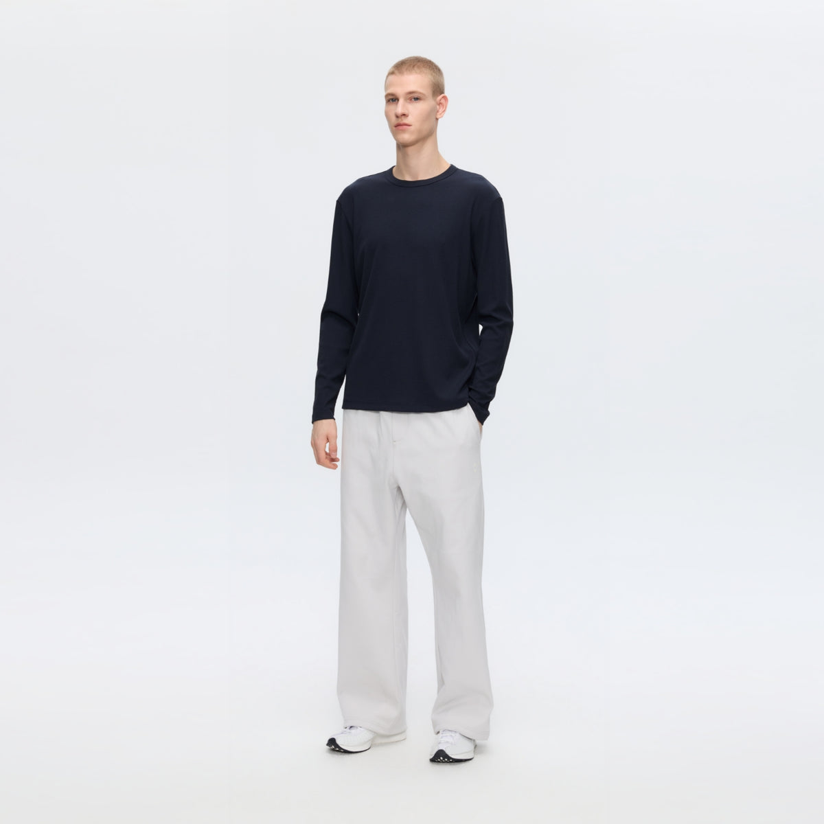 Fitted Ribbed Long-Sleeve Top with Lycra® Stretch