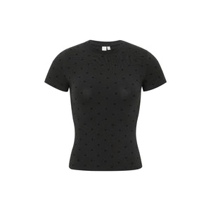 Polka Dot Print Fitted Short-Sleeve Shirt