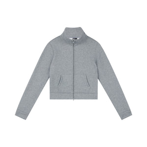 Cropped Fleece Quarter-Zip Stand-Collar Sweatshirt