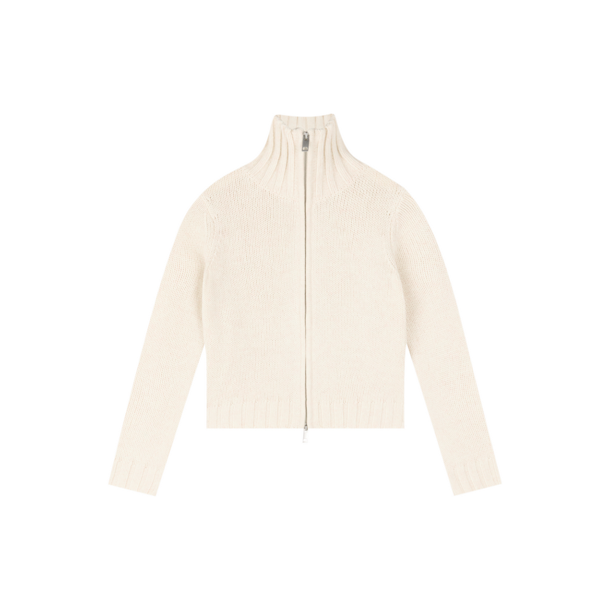 Chunky Novelty-Yarn Fitted Zip-Up Sweater