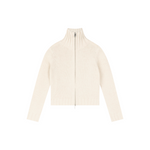 Chunky Novelty-Yarn Fitted Zip-Up Sweater