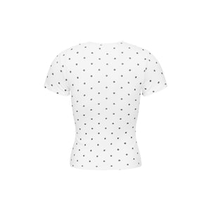 Polka Dot Print Fitted Short-Sleeve Shirt