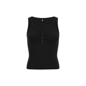 Slub Henley V-Neck Tank Top