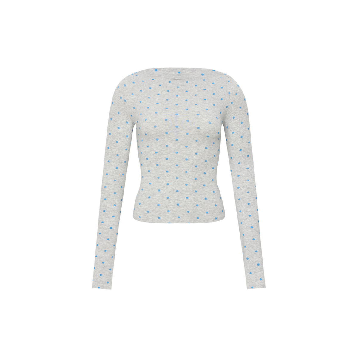 Polka-Dot Off-Shoulder Long-Sleeve Top