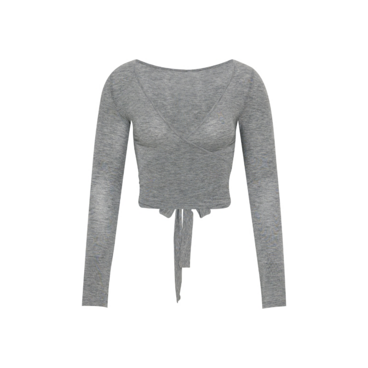 Tencel-Wool Tie-Front Convertible Long-Sleeve Top