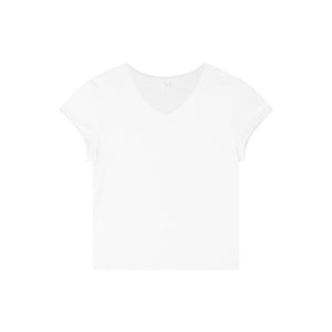 Slub Cotton Raw-Edge V-Neck Top