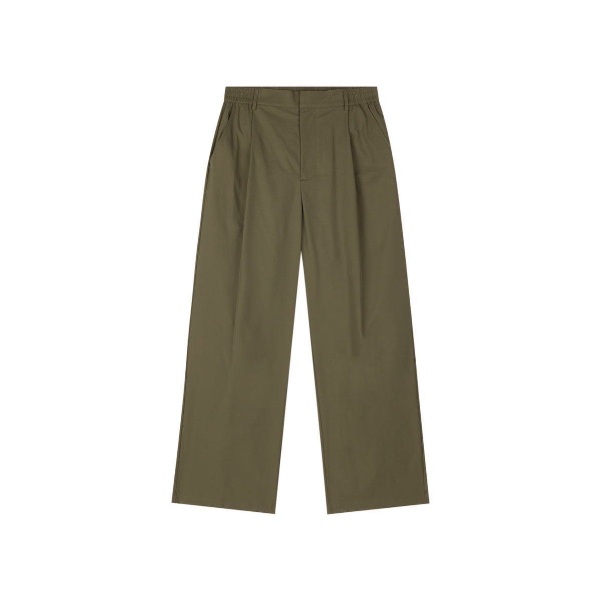 Water-Repellent Cotton-Feel Pleated Trousers