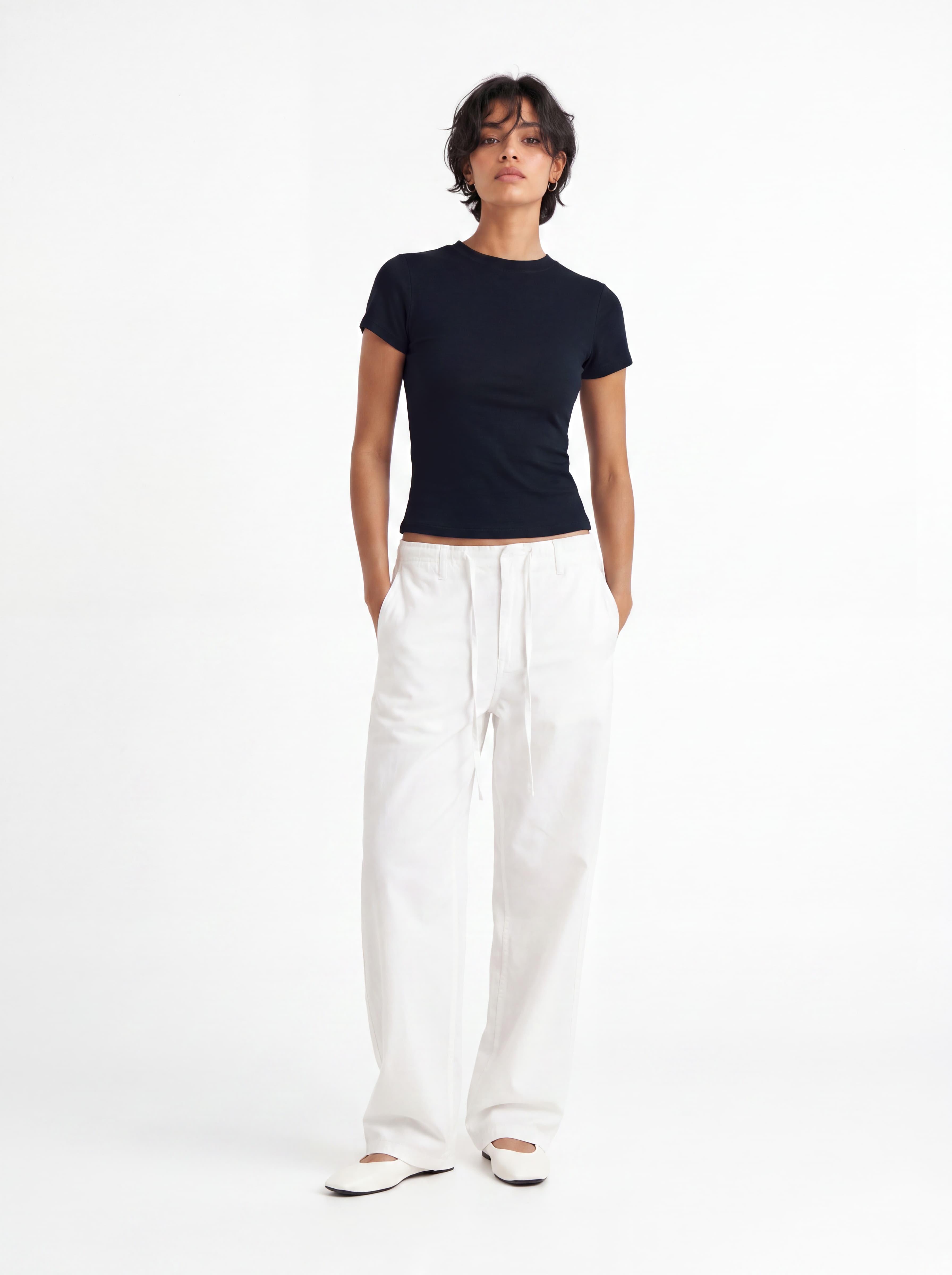 Tencel Linen Fitted Short-sleeved T-shirt