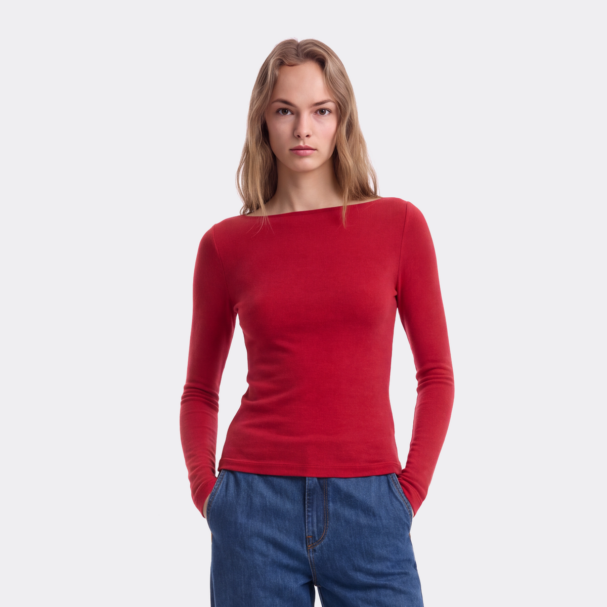 Brushed Off-Shoulder Long-Sleeve Top