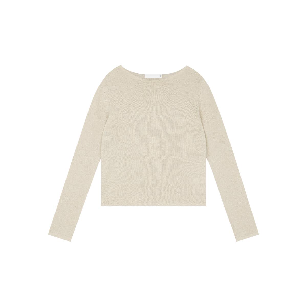Rolled-Edge Linen Relaxed-Fit Knit Long-Sleeve Top