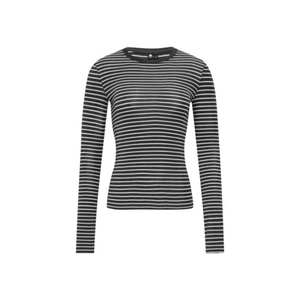 Tencel-Wool Multicolor Striped Long-Sleeve Top