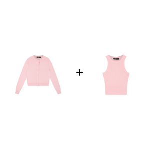 Ribbed Knit Cardigan & Tank Two-Piece Set