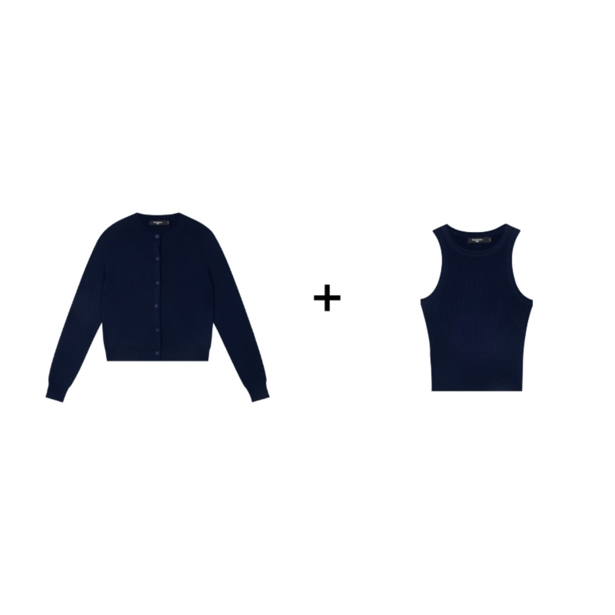 Ribbed Knit Cardigan & Tank Two-Piece Set