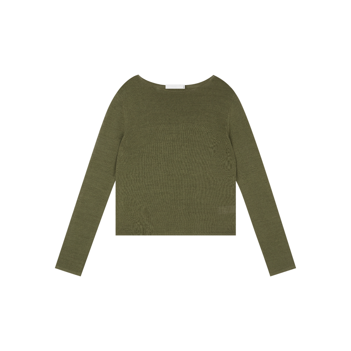 Rolled-Edge Linen Relaxed-Fit Knit Long-Sleeve Top