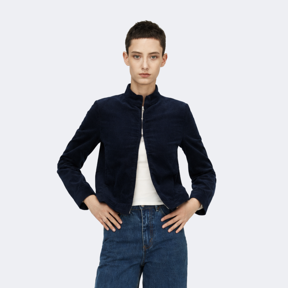 Fine Corduroy Zip-Up Jacket
