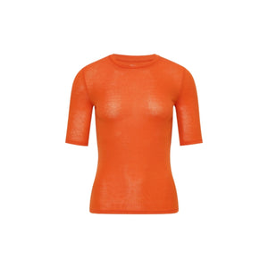 Wool-Blend Fitted Short-Sleeve Crew-Neck Top