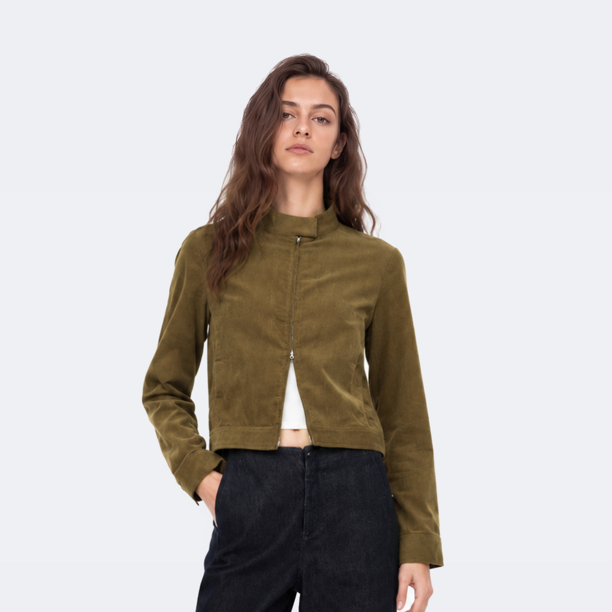 Fine Corduroy Zip-Up Jacket