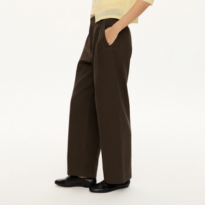 Cotton-Lyocell-Linen Twill Pleated Pants