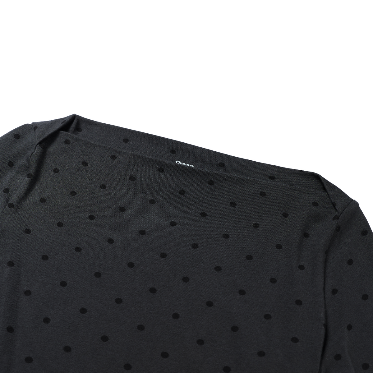 Polka-Dot Off-Shoulder Long-Sleeve Top