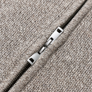 Chunky Novelty-Yarn Fitted Zip-Up Sweater