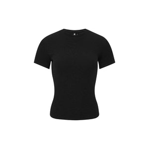 Slub Knit Fitted Short-Sleeve Top